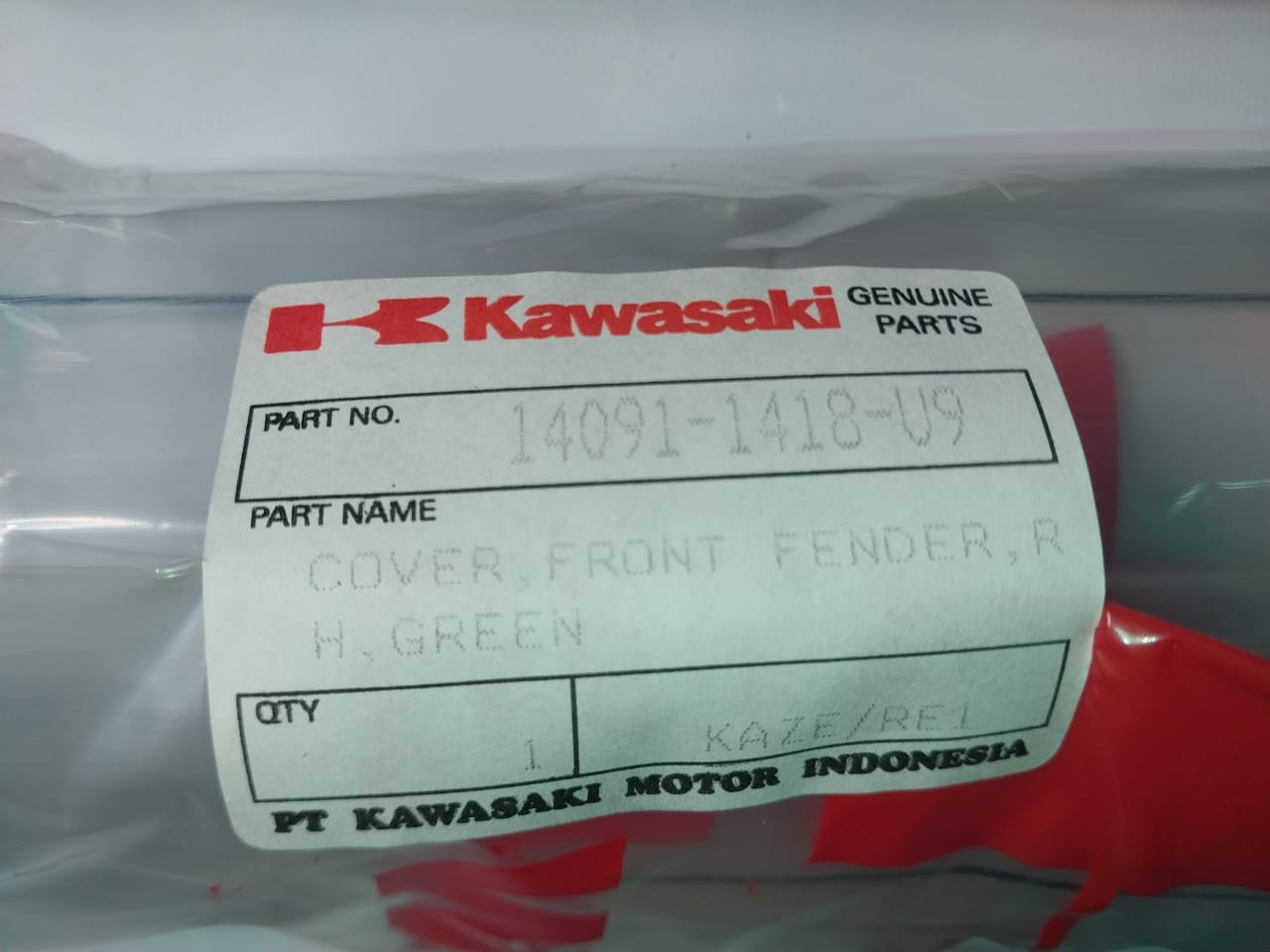 Cubierta Derecha Guardabarros Delantero Verde Kawasaki AN110 / KAZER